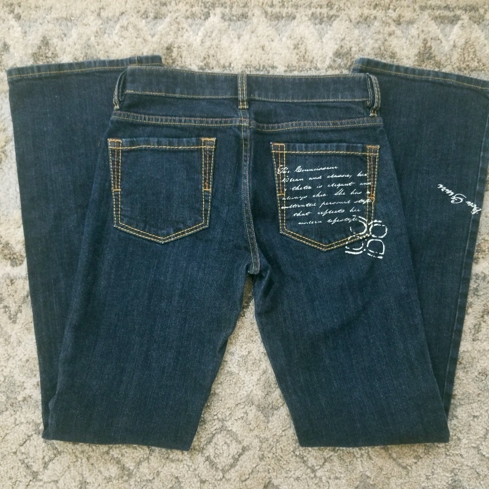 BCBGMAXAZRIA DARK DENIM WOMEN JEANS SZ 27 Graphic Letter Print